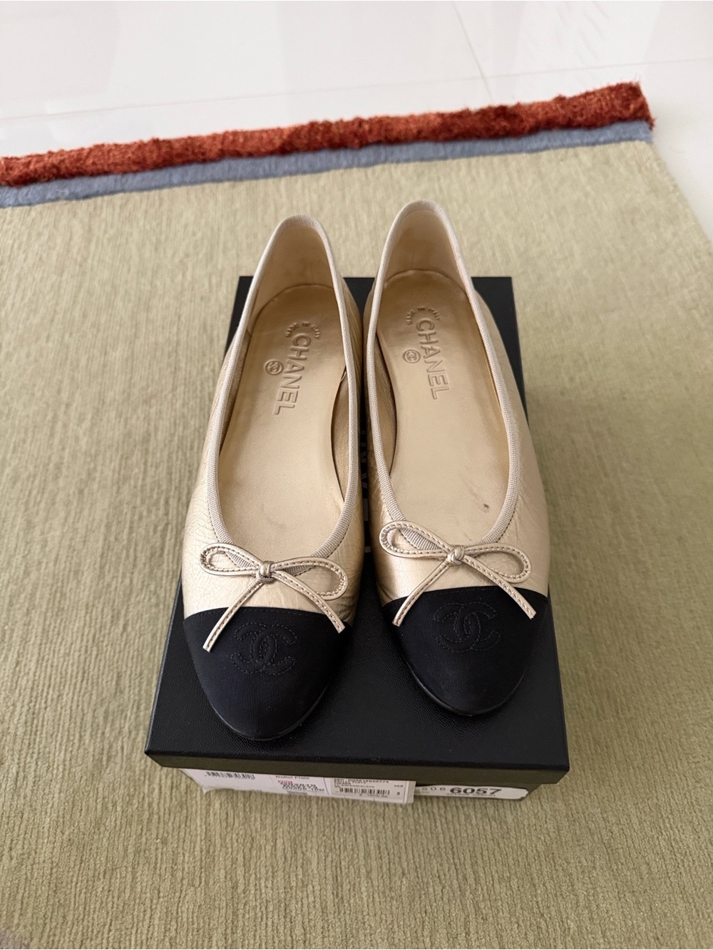 CHANEL Gold Ballet Flats - Size 39